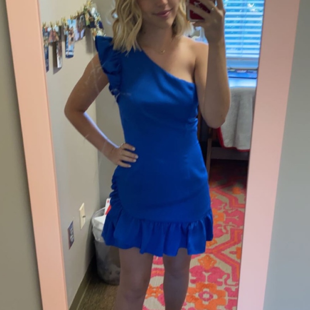 Blue Ruffle Cocktail Dress
